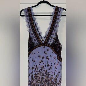 Free People Lavender Floral V-Neck Boho Dress